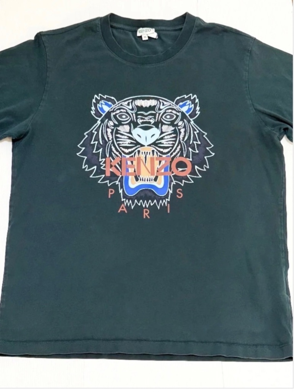 KENZO Paris Iconic Tiger T-Shirt - SS21 Navy/Dark Green - Size Medium - Picture 4 of 13